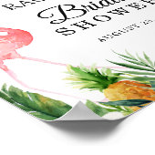 Flamingo Tropische Bladeren Bloem Bruiloft Borrel Poster (Hoek)