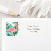 flamingo tropische bladeren etiket (Insitu)