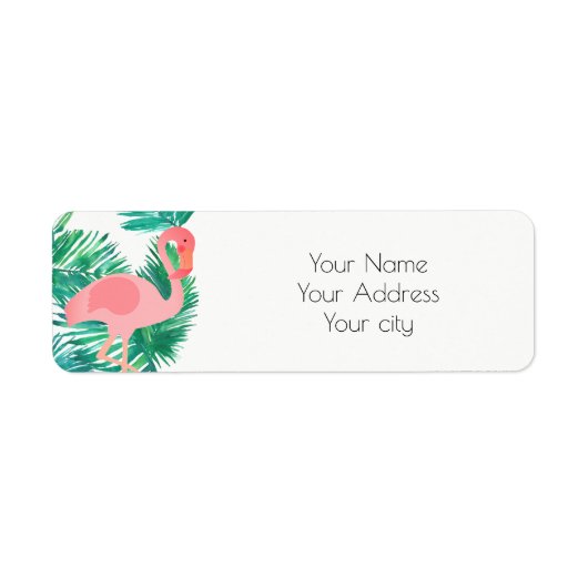 flamingo tropische bladeren etiket (Voorkant)