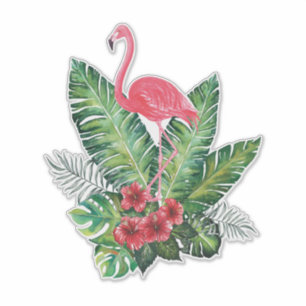 Flamingo tropische bladeren sticker