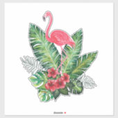 Flamingo tropische bladeren sticker (Vel)