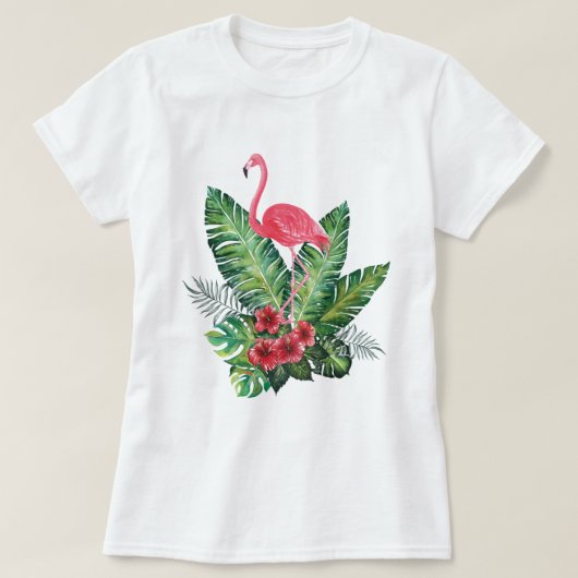 Flamingo tropische bladeren t-shirt (Design voorkant)