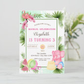 Flamingo,Tropische Bladeren, Zomer Verjaardag Kaart (Staand voorkant)