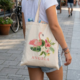 Flamingo Tropische Bloem Bruidsmeisje Favor Tote Bag