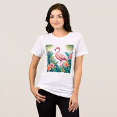 Flamingo & tropische bloemen T-shirt (Voorkant volledig)