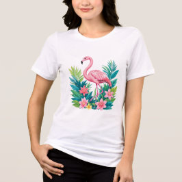 Flamingo & tropische bloemen T-shirt