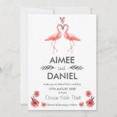 Flamingo tropische bruiloft uitnodigingskaart | su kaart (Voorkant)