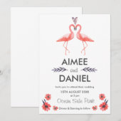 Flamingo tropische bruiloft uitnodigingskaart | su kaart (Voorkant / Achterkant)