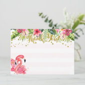 Flamingo Tropische Dankkaart Roze & Goud Kaart (Staand voorkant)