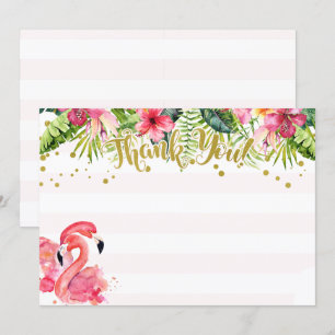 Flamingo Tropische Dankkaart Roze & Goud Kaart