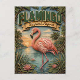 Flamingo Tropische Lagune POPCUT Briefkaart