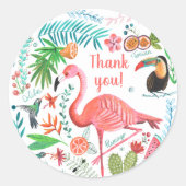 Flamingo Tropische Meisjes Verjaardag Ronde Sticker (Voorkant)