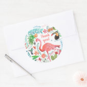 Flamingo Tropische Meisjes Verjaardag Ronde Sticker (Envelop)