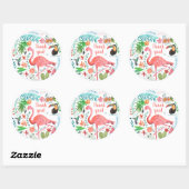 Flamingo Tropische Meisjes Verjaardag Ronde Sticker (Vel)