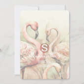 Flamingo Tropische Monogram Bruiloft QR Code Kaart (Voorkant)
