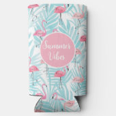 Flamingo Tropische Palm Leaf Zomer Zwembad Party Seltzer Blikjeskoeler (Achterkant)