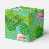 Flamingo tropische palmdoos bedankdoosjes (Achterkant)