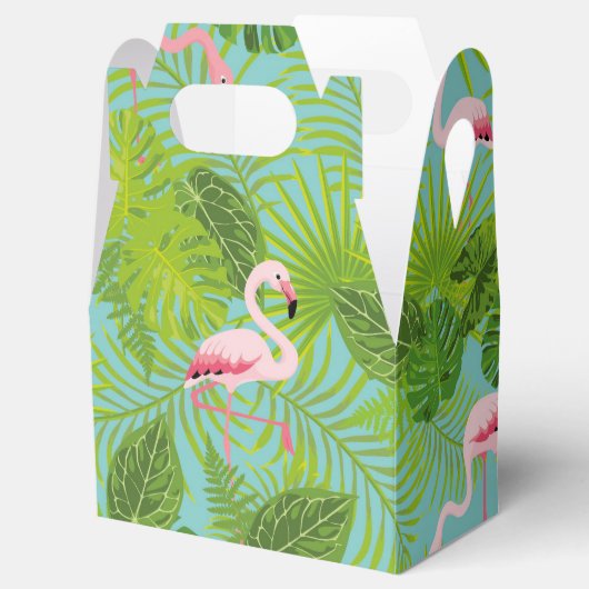 Flamingo tropische palmdoos bedankdoosjes (Geopend)