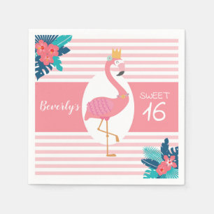 Flamingo tropische roze en blauwe florale 16e servet