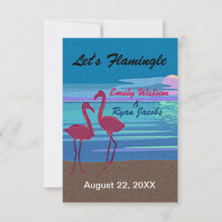 Flamingo Tropische Strand Bruiloft RSVP & Menu