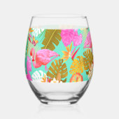 Flamingo Tropische Tuin Blauwgroen Wijnglas Zonder Voet (Links)