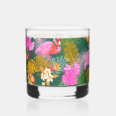 Flamingo Tropische Tuin Donkergroen Whisky Glas (Achterkant)