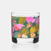Flamingo Tropische Tuin Donkergroen Whisky Glas (Links)