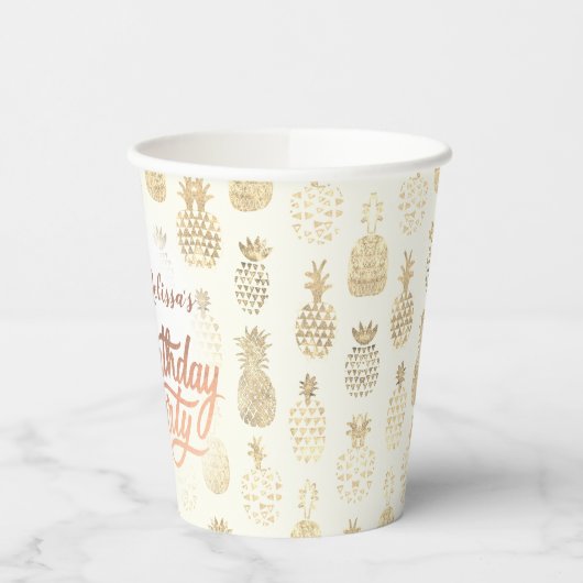 Flamingo tropische verjaardag papieren bekers (Links)