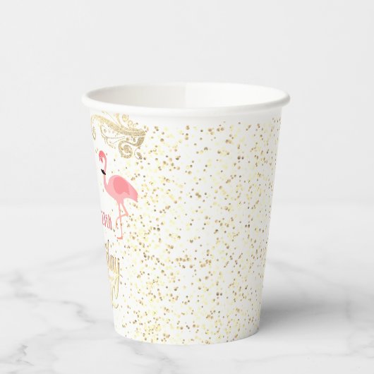 Flamingo Tropische Verjaardag Papieren Bekers (Links)