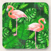 Flamingo tropische waterverf bier onderzetter (Voorkant)