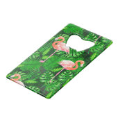 Flamingo tropische waterverf creditkaart flessenopener (Voorkant Gekanteld)