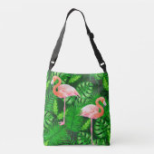 Flamingo tropische waterverf crossbody tas (Achterkant)