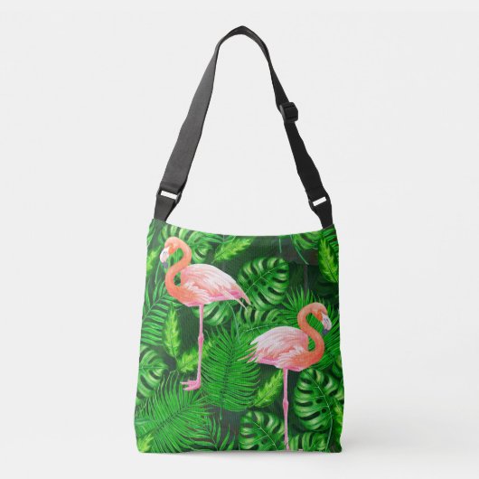 Flamingo tropische waterverf crossbody tas (Voorkant)