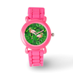 Flamingo tropische waterverf horloge