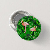 Flamingo tropische waterverf ronde button 3,2 cm (Voorkant /achterkant)