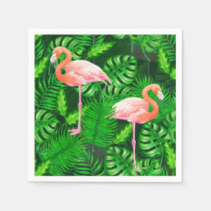 Flamingo tropische waterverf servet