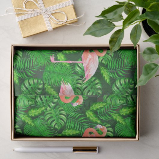 Flamingo tropische waterverf tissuepapier (Geschenk)