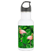 Flamingo tropische waterverf waterfles  (Voorkant)