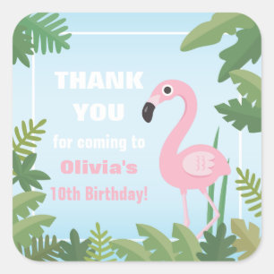 Flamingo Tropische Zomer Bedankt Stickers
