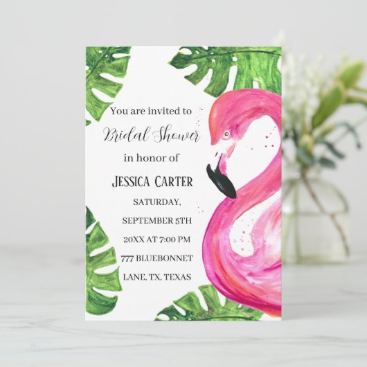 Flamingo Tropische Zomer Hawaïaans Vrijgezellenfee Kaart (Staand voorkant)