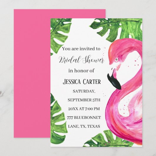 Flamingo Tropische Zomer Hawaïaans Vrijgezellenfee Kaart (Voorkant / Achterkant)
