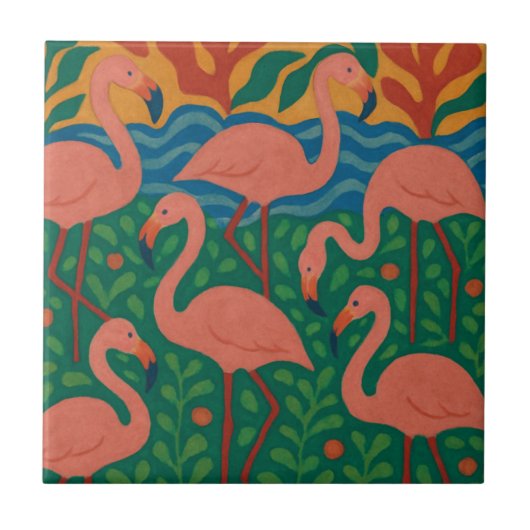 Flamingo Tuin Tegeltje (Voorkant)