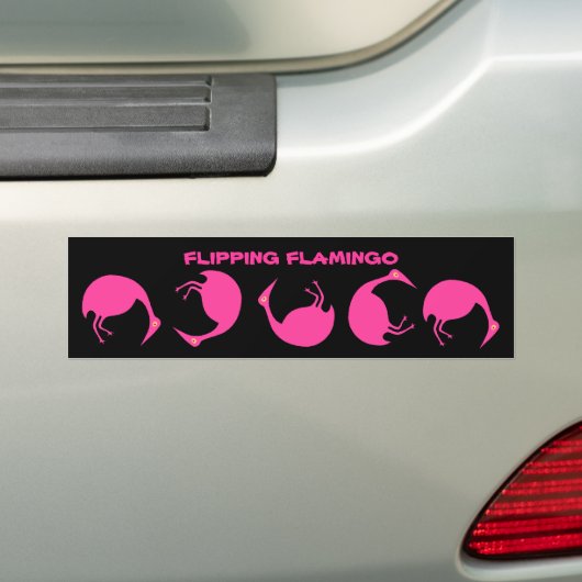 FLAMINGO ~TUMBLING BIRDS BUMPERSTICKER (Op auto)