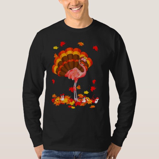Flamingo Turkey Cute Flamingo Turkey Fall Leaf Tha T-shirt (Voorkant)