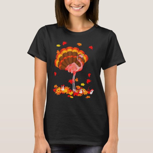 Flamingo Turkey Cute Flamingo Turkey Fall Leaf Tha T-shirt (Voorkant)