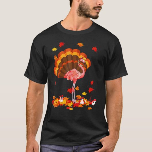 Flamingo Turkey Cute Flamingo Turkey Fall Leaf Tha T-shirt (Voorkant)