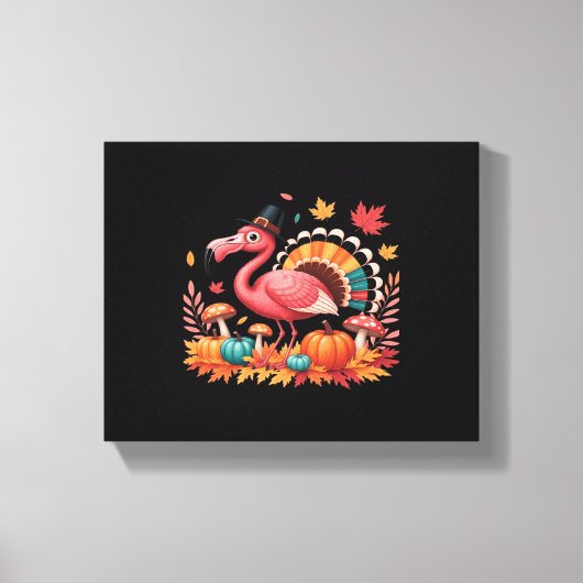 Flamingo Turkey Cute Flamingo Turkey Herfst Leaf T Canvas Afdruk (Voorkant)