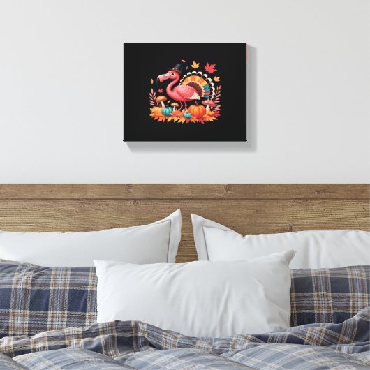 Flamingo Turkey Cute Flamingo Turkey Herfst Leaf T Canvas Afdruk (Insitu (Slaapkamer))
