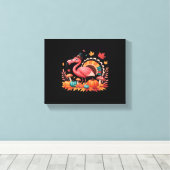 Flamingo Turkey Cute Flamingo Turkey Herfst Leaf T Canvas Afdruk (Insitu (Houten vloer))