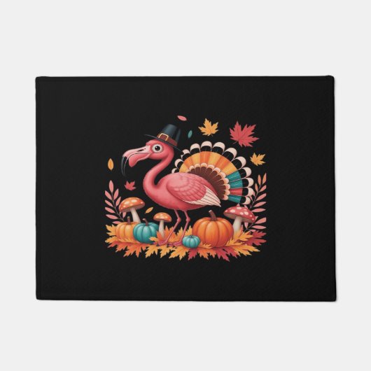 Flamingo Turkey Cute Flamingo Turkey Herfst Leaf T Deurmat (Voorkant)